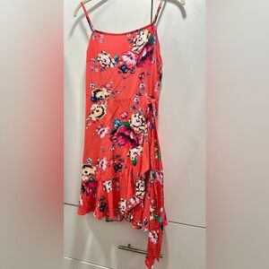 Express square neck ruffle hem faux wrap dress size MED